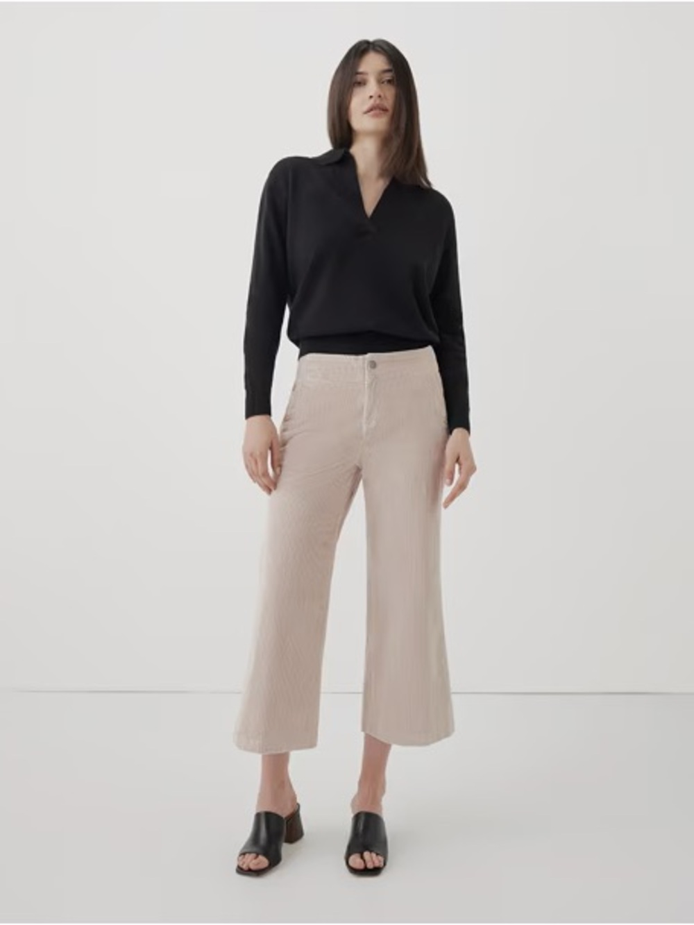 Pact Women's Classic Corduroy Wide Leg Pant Oat Cream Tan Medium M